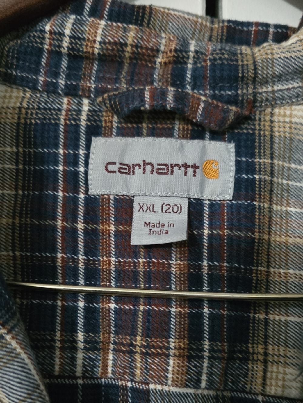 Carhartt Women’s Plaid Flannel Shirt - Navy, Brown, White - Picture 5 of 7